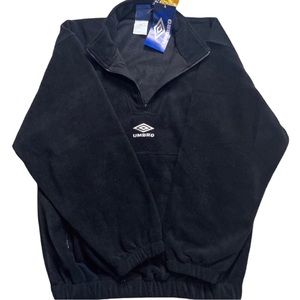 NEW 1990s Umbro Half-Zip Pullover Fleece YKK Zippers (Black, Large)